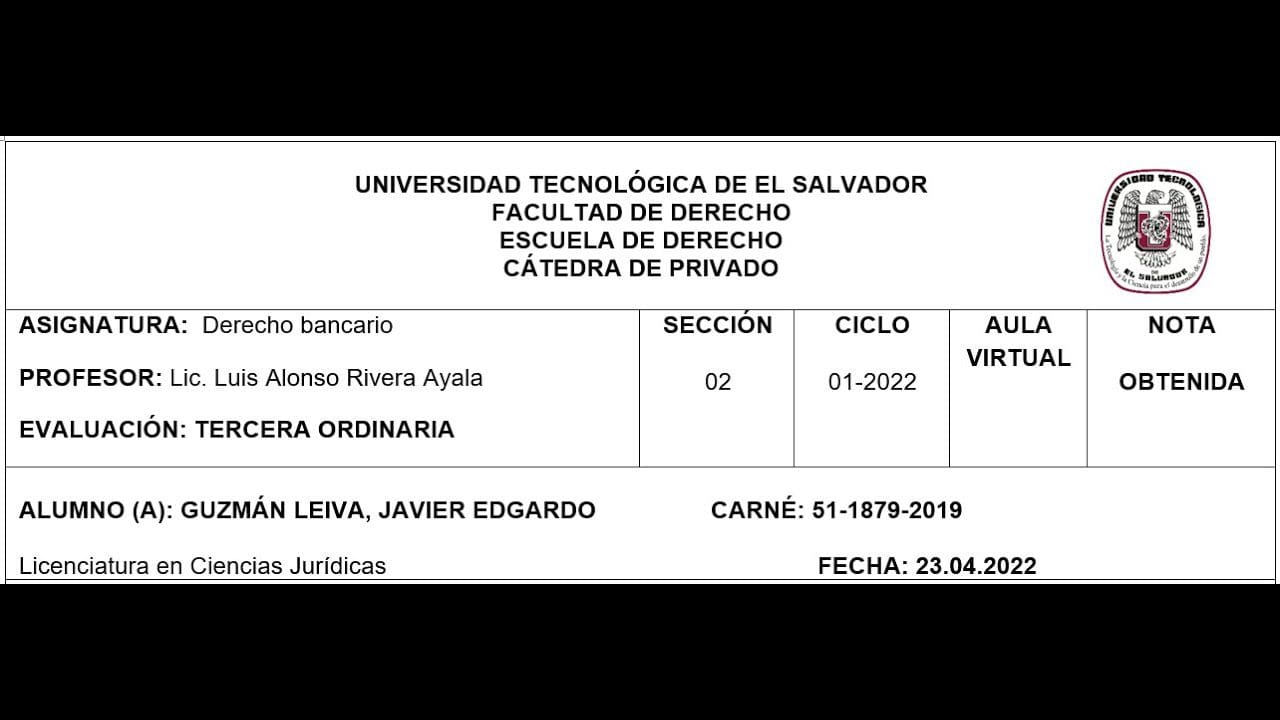 derecho bancario el salvador