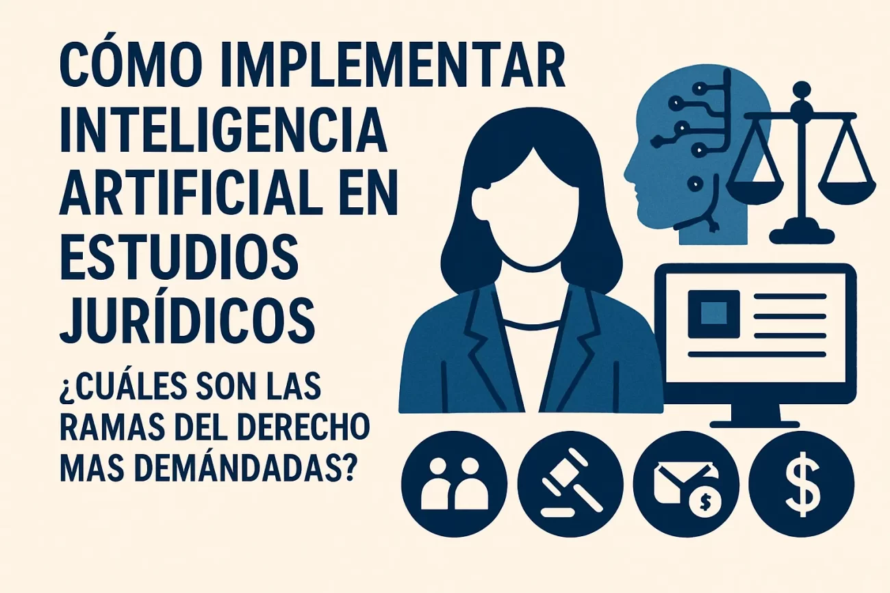 cómo implementar inteligencia artificial en estudios jurídicos Cuáles son las ramas del Derecho más demandadas